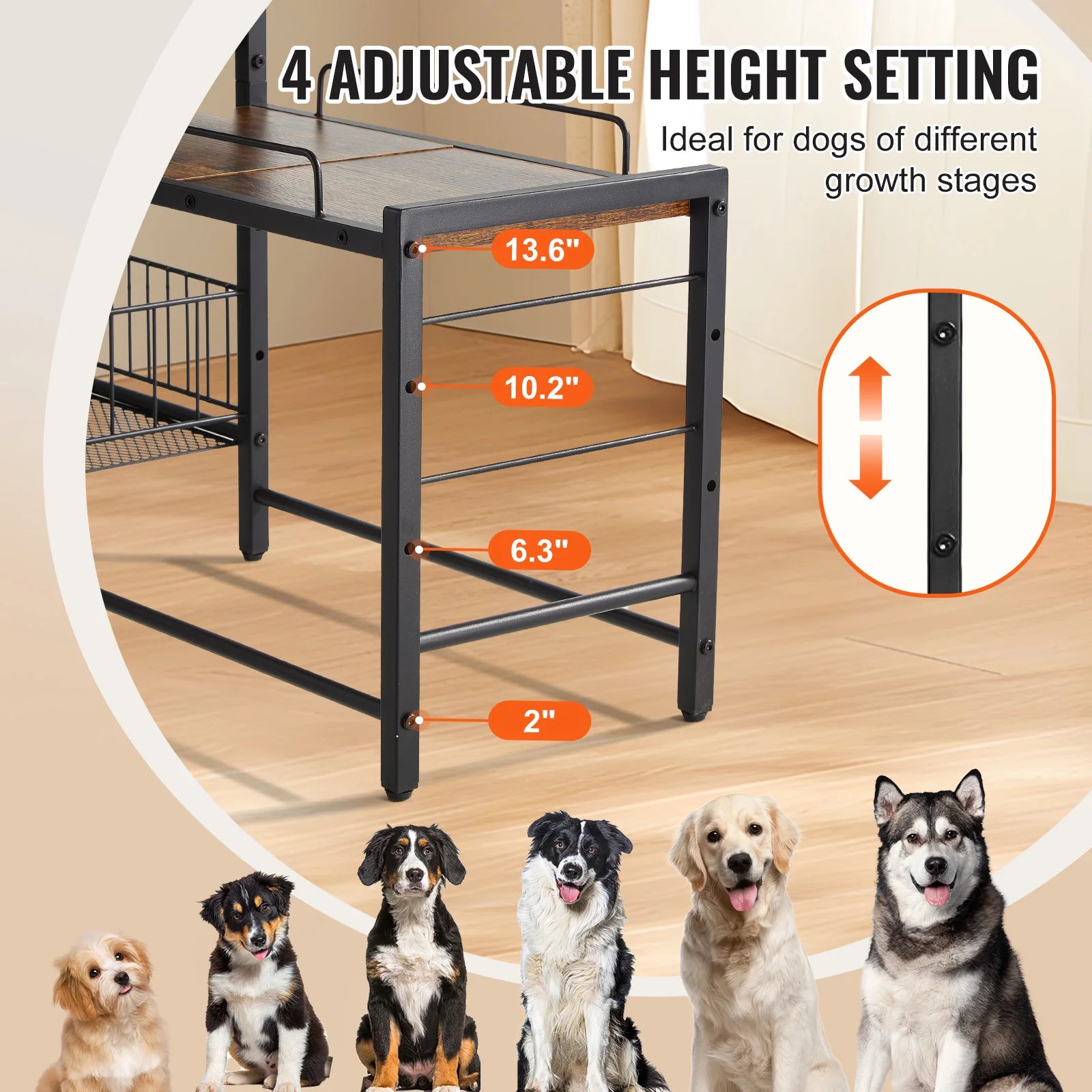 Vevor Elevated Pet Feeding Station with Food Storage & Organizer