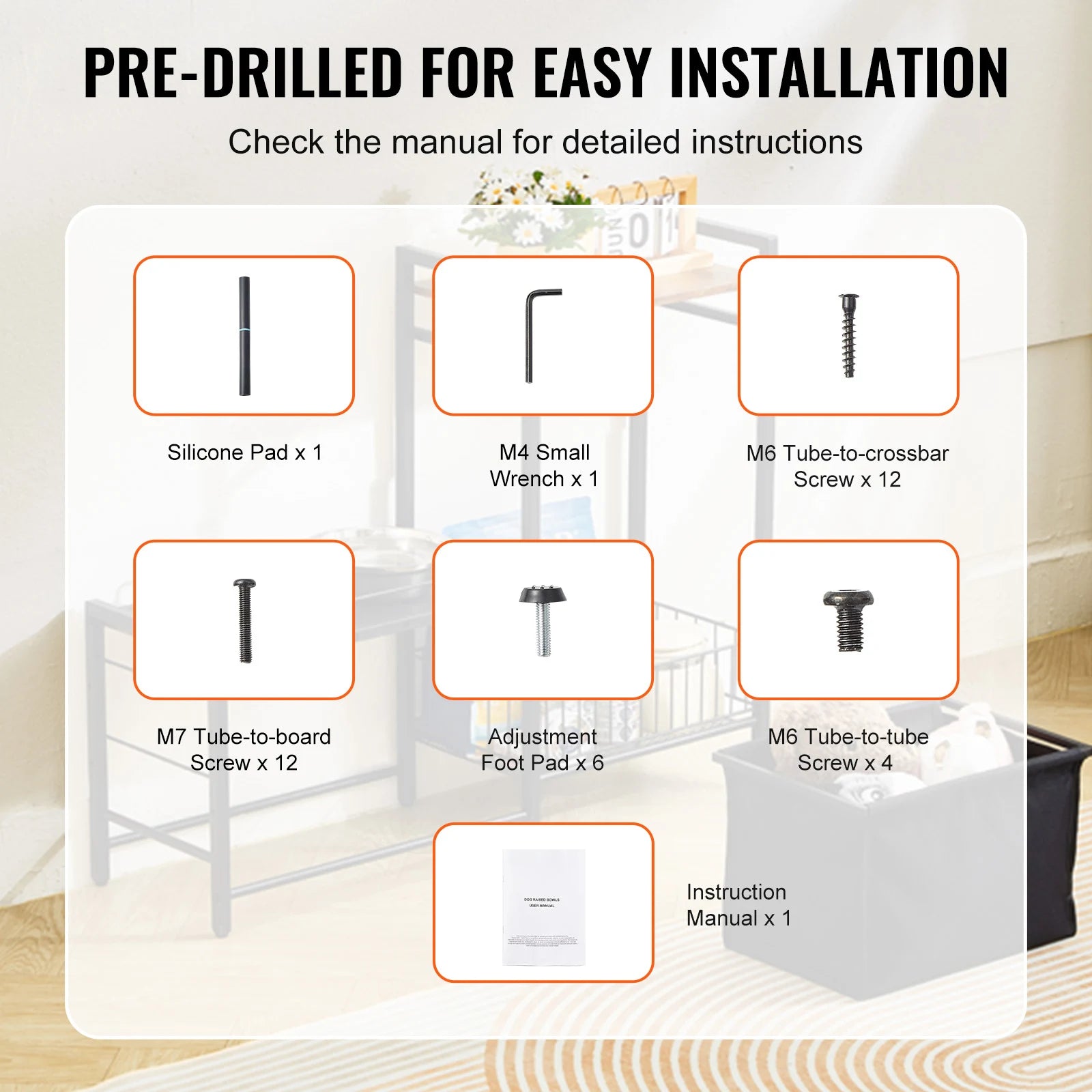 Vevor Elevated Pet Feeding Station with Food Storage & Organizer