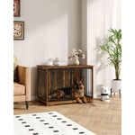 43.3 Inch Wooden Dog Crate Furniture,Barn Door & 2 Doors Indoor Dog Kennel,Heavy Duty Pet End Table, Customized