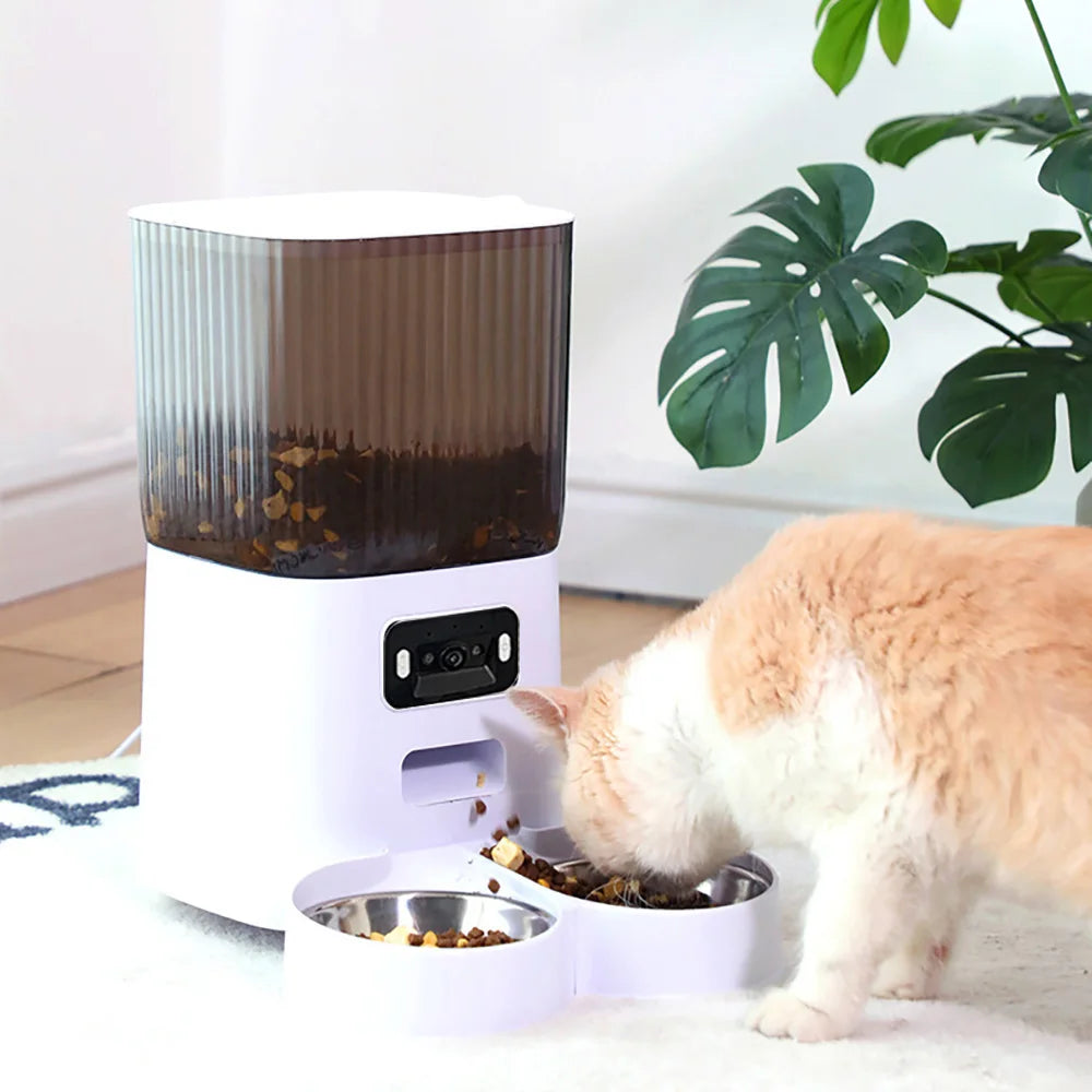 Smart 5L Dual-Bowl Automatic Pet Feeder with HD Camera