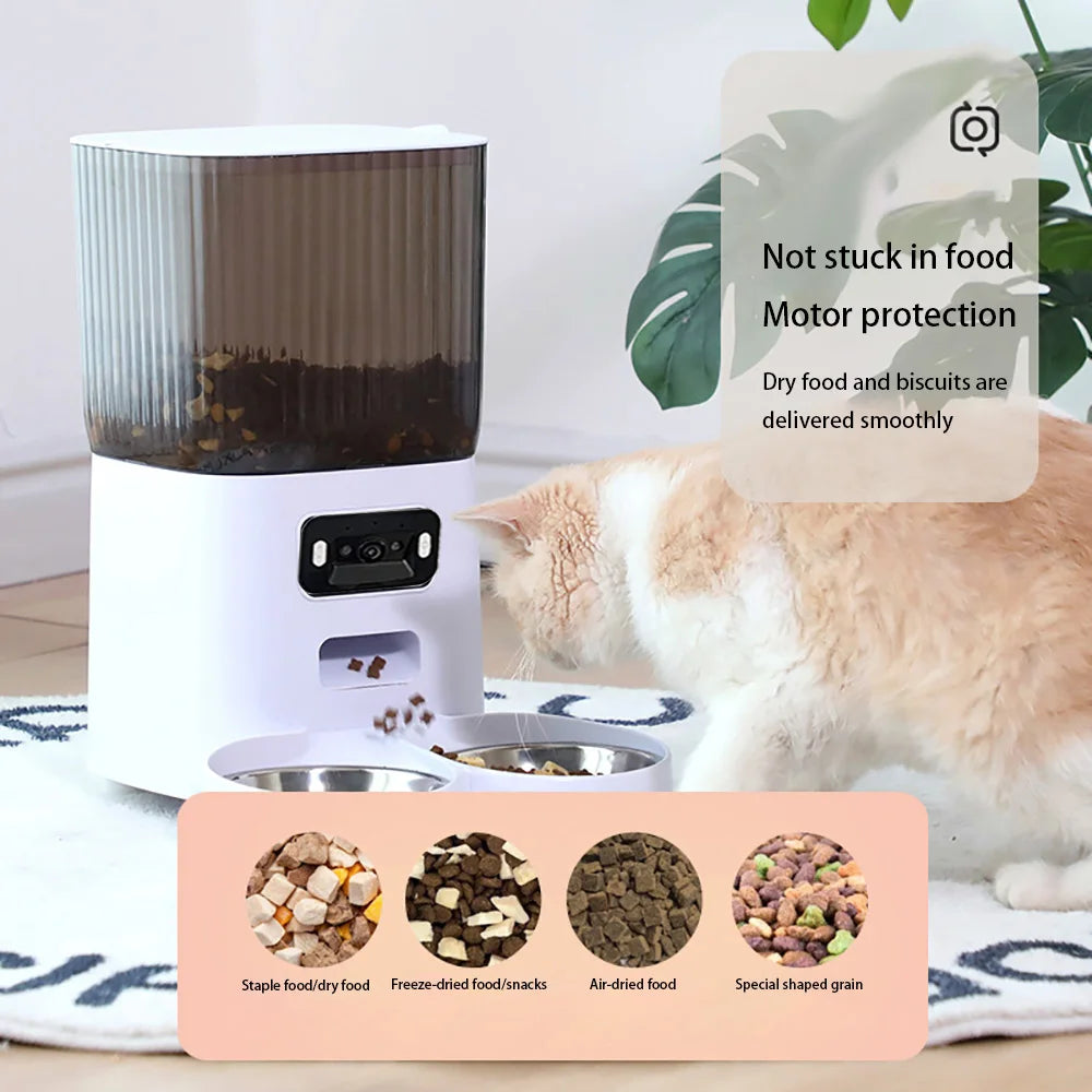 Smart 5L Dual-Bowl Automatic Pet Feeder with HD Camera