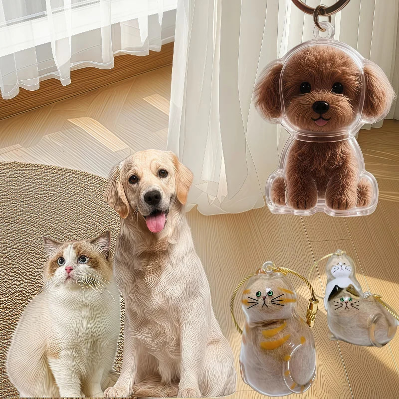 Transparent Pet Fur Memorial Capsule Keychain