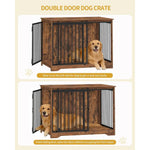 43.3 Inch Wooden Dog Crate Furniture,Barn Door & 2 Doors Indoor Dog Kennel,Heavy Duty Pet End Table, Customized