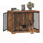 43.3 Inch Wooden Dog Crate Furniture,Barn Door & 2 Doors Indoor Dog Kennel,Heavy Duty Pet End Table, Customized